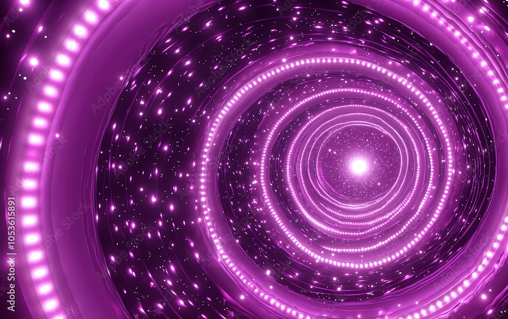 Poster swirling cosmic vortex of light in shades of purple, creating a mesmerizing illusion of depth and mo