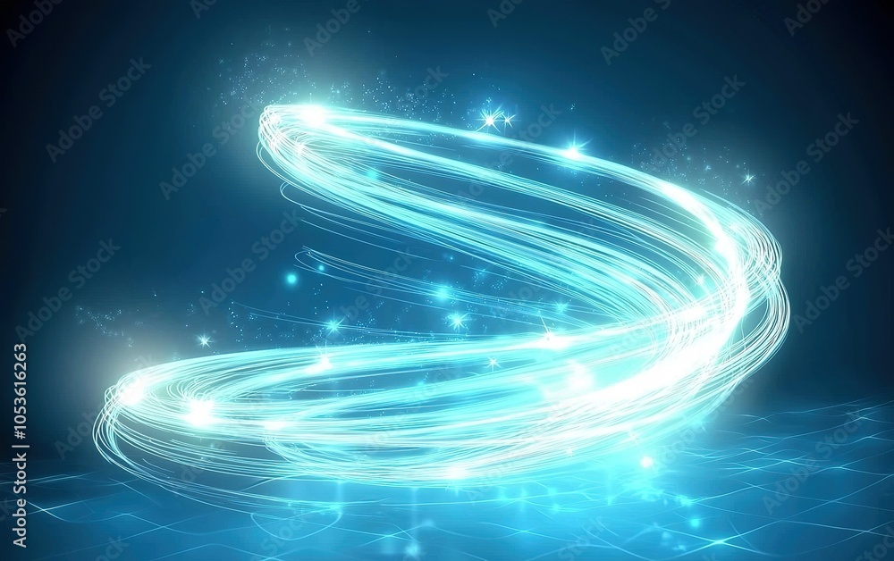 Poster dynamic blue light swirl creating a captivating visual effect against a dark background during a fut