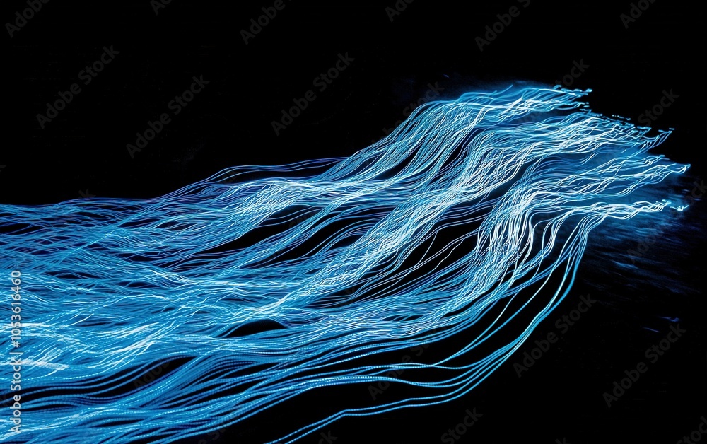 Poster colorful light trails create mesmerizing patterns in a dark environment, showcasing artistic brillia
