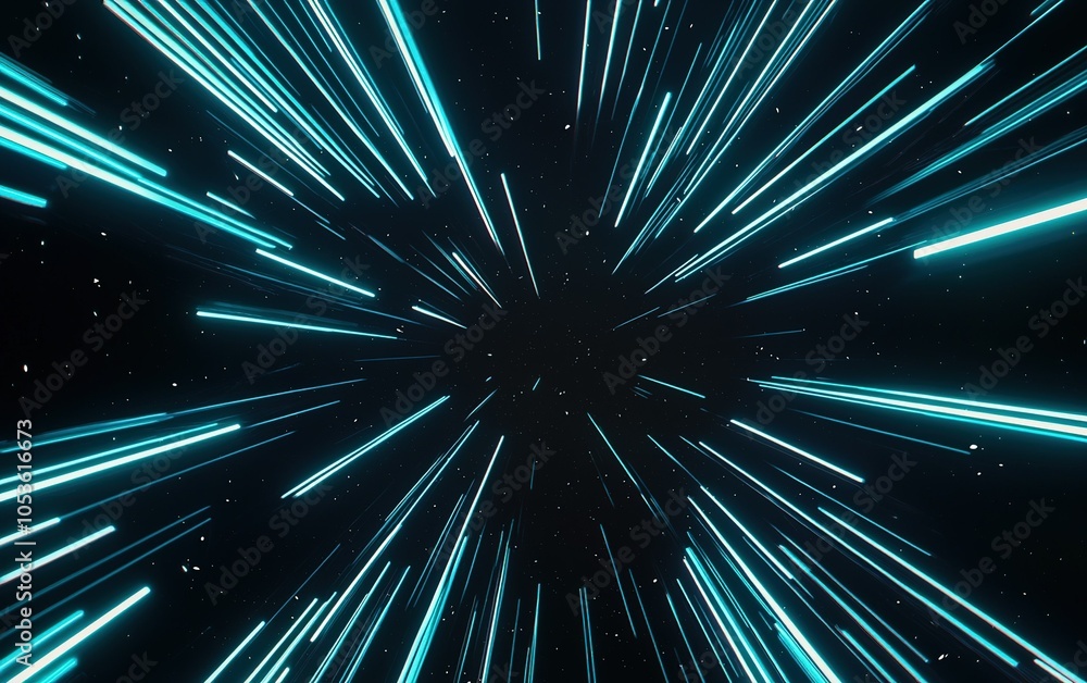 Poster dynamic light trails creating a sense of speed in a starry night environment