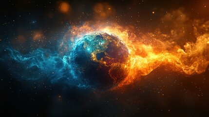 Earth Surrounded by Fiery and Icy Elements