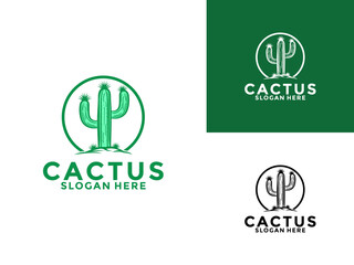 Cactus vintage logo icon design vector, Creative Green Cactus logo vector template
