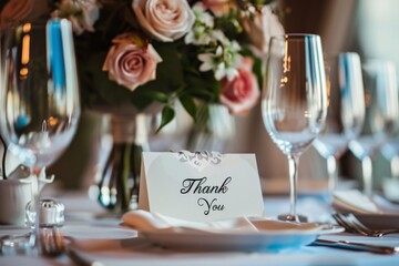 Wedding Table Setting with Thank You Note