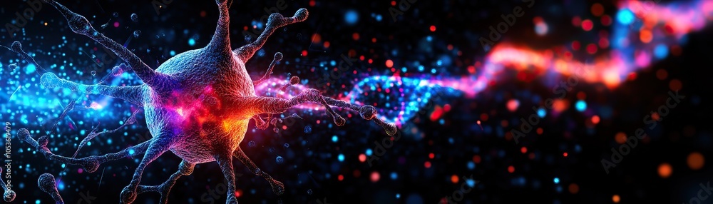 Poster a vibrant depiction of neural connections illuminated by colorful energy, showcasing the complexity 