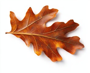 Northern Red Oak leaf isolated on a white background. In autumn there is an abundance of orange leaves.