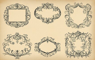 Obraz premium Elegant vintage decorative frames with intricate designs on a light background