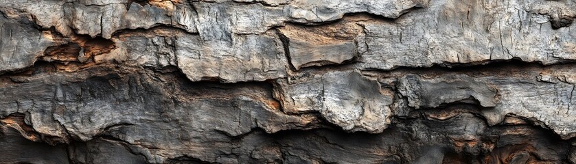 Close-up of Cracked and Weathered Tree Bark