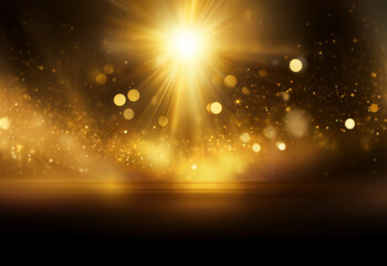 A bright golden light emanates from the center of the image, illuminating the surrounding space with a warm glow.