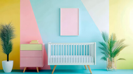 Nursery with Crib and Soft Pastel Colors