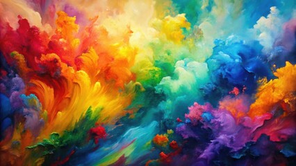 Vibrant hand-painted abstract oil painting artwork with unique color palette