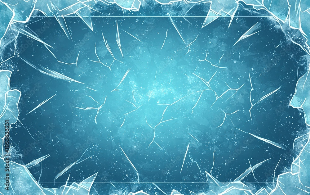 Poster broken ice background with sharp fragments, creating a beautiful textured surface in blue hues