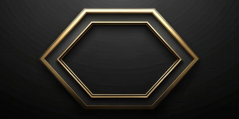 Abstract black hexagonal shapes with elegant gold frame for modern design projects