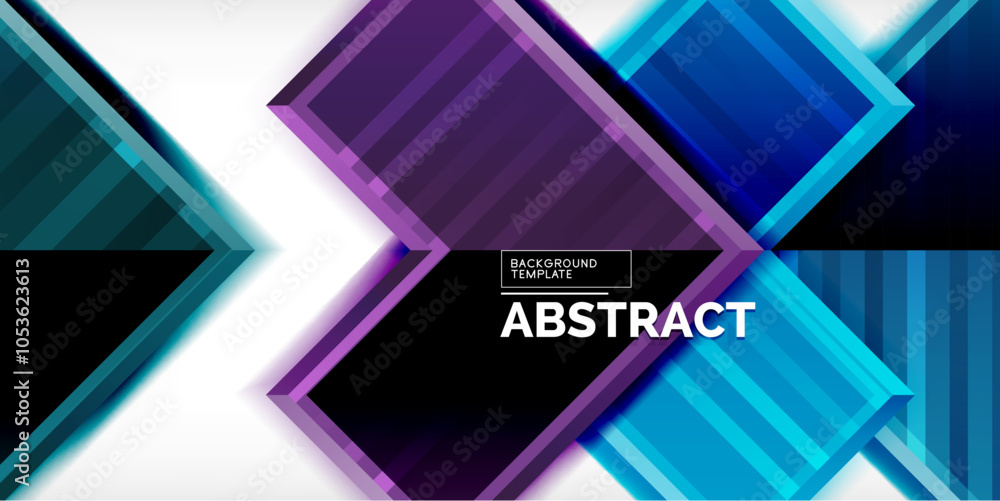 Poster Arrow symbols created with 3d effects and line texture geometric abstract background