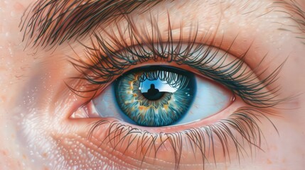 Fototapeta premium A close-up shot of a person's blue eye