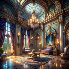 Obraz premium the sleeping place of the sleeping room in the magical luxurious princess castle