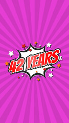 Celebratory animation for 42nd forty-second anniversary - 42 forty-two years birthday. Flat text on...