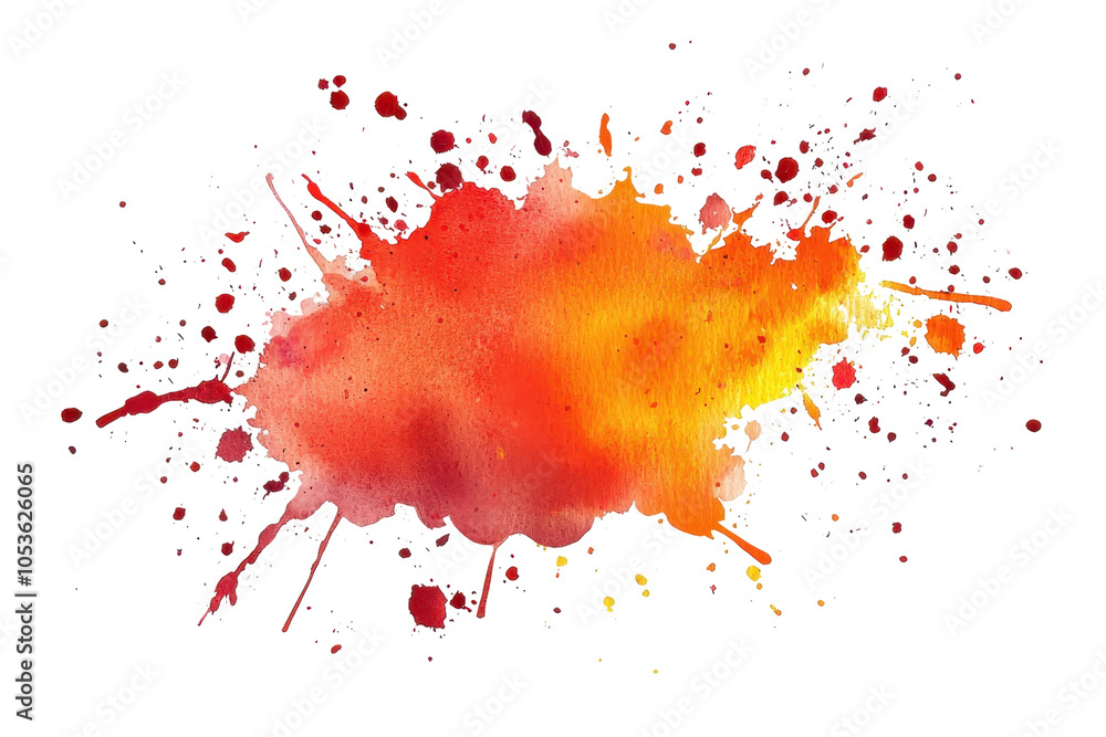 Poster vibrant watercolor splash with shades of red and orange, creating an artistic and dynamic abstract b