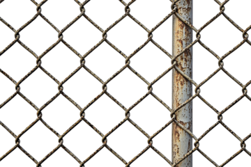 Close-up of a rusty chain-link fence showcasing its weathered texture and detail, symbolizing protection and boundary in an urban environment.