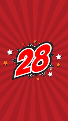 Colorful background with number 28 - Twenty-Eight - 28th twenty-eighth