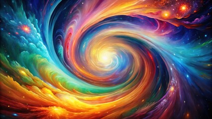 Vibrant Swirl of Cosmic Abstract Artwork Mesmerizing Colors Dynamic Energy