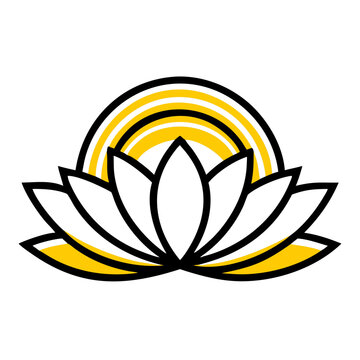 lotus flower with yellow sun clip art preview
