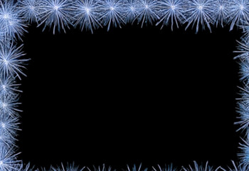 A black background with a blue and white sparkly frame.