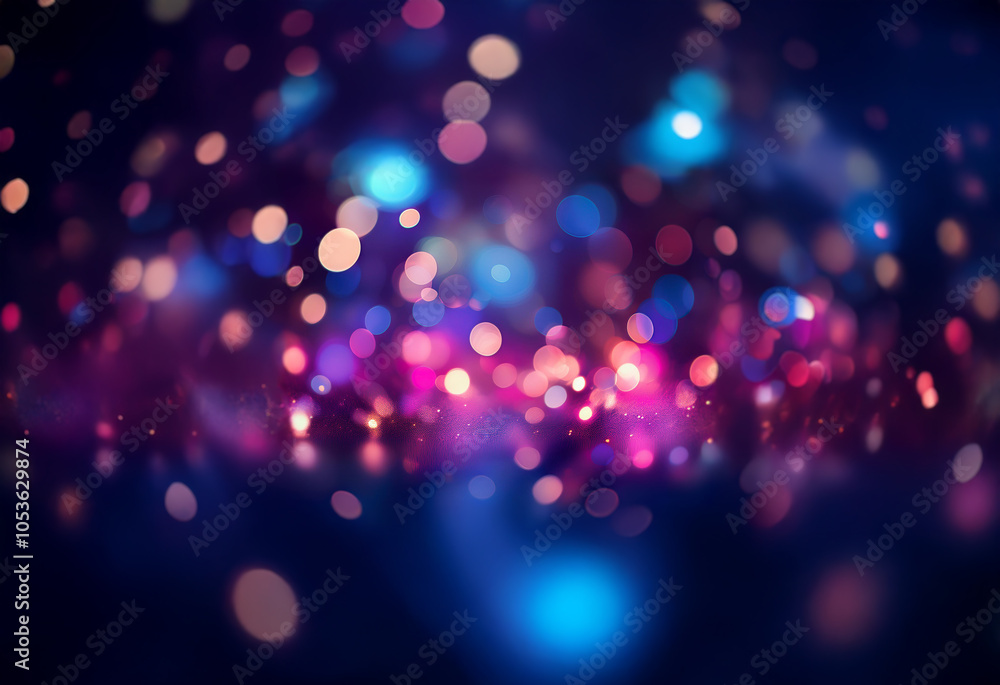 Poster a dark background with a scattered arrangement of colorful bokeh lights.