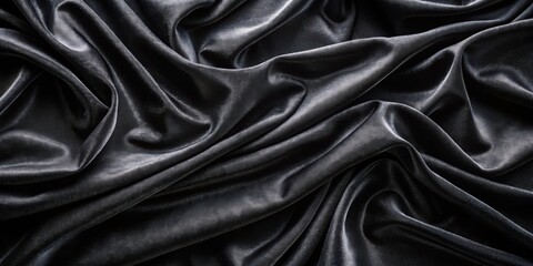 Obraz premium Elegant Black Velvet Texture Background Top View for Dark and Luxurious Designs