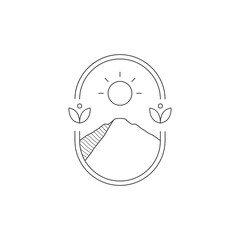 Mountain outdoor view line logo design vector