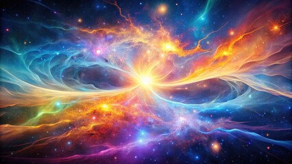 Obraz premium Neon Cosmic Energy Flows in Abstract Space Art Close Up Watercolor Painting