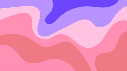 Flat vector background featuring wavy, flowing shapes in shades of pink and purple