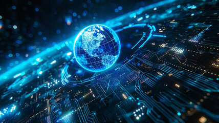 Fototapeta premium Digital World Network Connectivity, Generative Ai