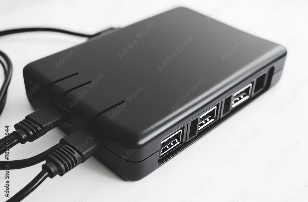 Poster an usb hub connected to a computer port with multiple usb devices