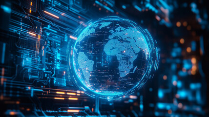 Obraz premium Digital World Network Connectivity, Generative Ai