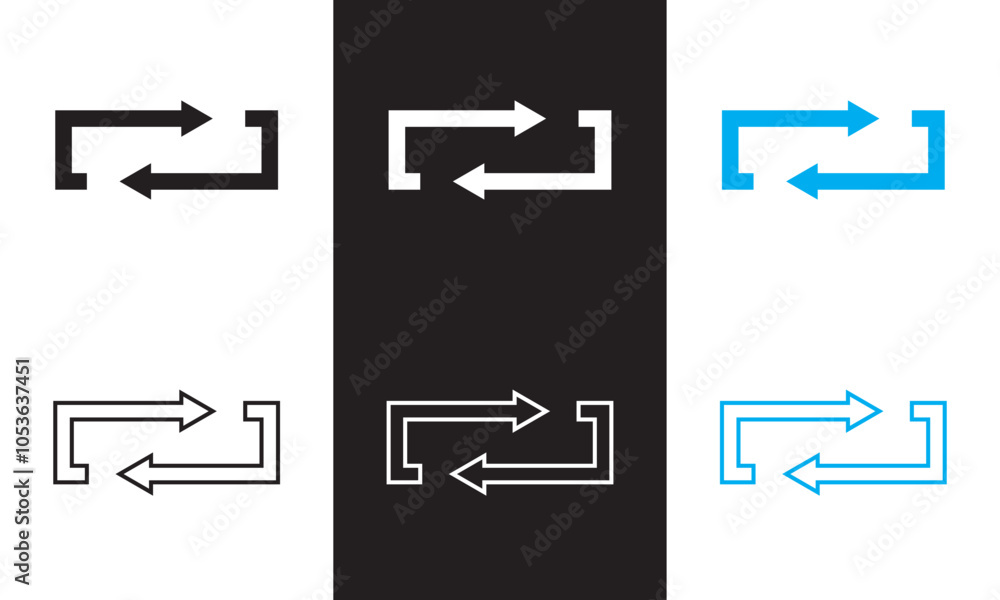Poster square cyclic rotation arrow icon. outline and filled vector sign. navigation concept arrow sign. is
