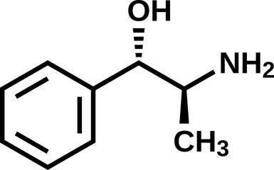 Cathine structural formula, vector illustration