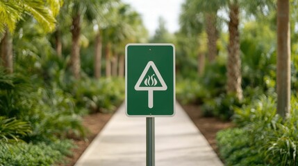 Sign Promoting Water Conservation Initiatives Amid Lush Foliage and Greenery in a Tranquil Public Park Landscape Highlighting Eco Friendly Environmental Efforts