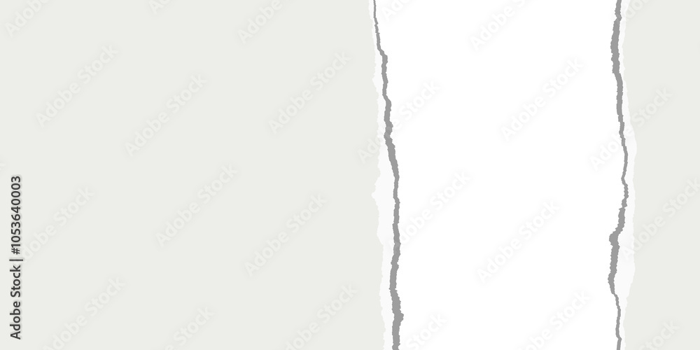 Wall mural piece of an oblong sheet of paper torn from top to bottom. vector illustration.