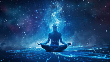 Obraz premium Person in a Lotus meditating and practicing spiritually