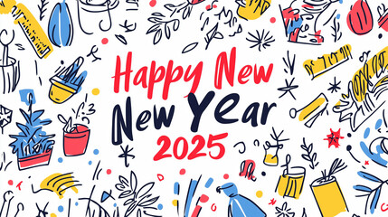 Doodle Garden: A playful hand-drawn celebration of 2025 with floral sketches