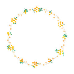 金木犀の丸い水彩フレーム