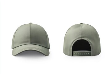 Green baseball cap with front and back views on white background