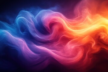 Obraz premium Abstract blue and red smoke swirls on black background.