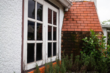 Vintage outdoor coffee table in cafe terrace
