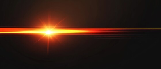 A Vivid Red Glowing Light Effect Against a Black Background Featuring an Abstract Horizontal Gradient Line With a Bright Lens Flare at the Center, Creating a Sleek, Dynamic Design