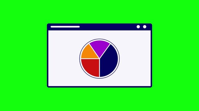 Animated pie graph in green screen background, footage chart animation suitable for infographics about statistics, business, business plans and market sales.