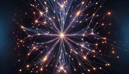 Fototapeta premium Neural Network Constellation - Deep Learning Model and AI Nodes Connected by Star Paths, Futuristic Abstract AI Design, No People