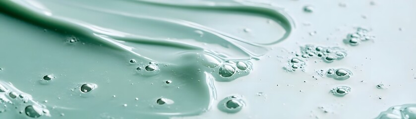 Abstract Close-up of Green Liquid with Bubbles