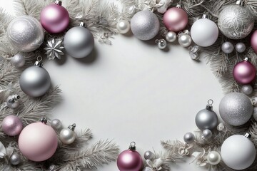 Perfect Template for a Christmas Festive Card in White-Pink Colors