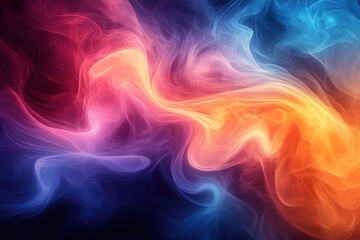 Obraz premium Abstract colorful smoke swirls on a black background.